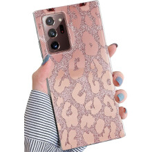 Kompatibelt med Samsung Galaxy Note20Ultra5G-skal, glitterglitter leopardmönster mjukt metalliskt smalt TPU-stötfångarskal för kvinnor/flickor -