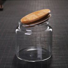 Tarro de vidrio de 500 ml para almacenar alimentos con tapa de madera, recipiente hermético transparente, contenedor de cocina para té, café,