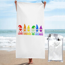 Serviette de plage arc-en-ciel LGBTQ+ « Love Gnomes No Bounds » en microfibre douce, idéale pour la plage, la natation, le yoga et bien plus