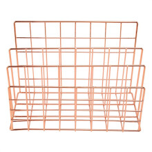Bureau-postorganizer, 3 sleuven, metalen draad, brievenorganizer, roségoud