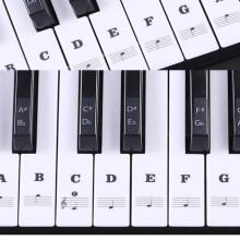 Autocollants pour clavier de piano 88/61/54 touches, grandes notes en gras, étiquettes de portée transparentes, parfaits pour les enfants qui