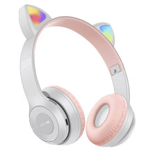 FM-Gaming-Kopfhörer, wiederaufladbar, kabellos, 5.0, tragbar, Sport, mit LED-Licht, faltbar, HiFi-Stereo-Kopfhörer mit Katzenohren, Geschenkidee