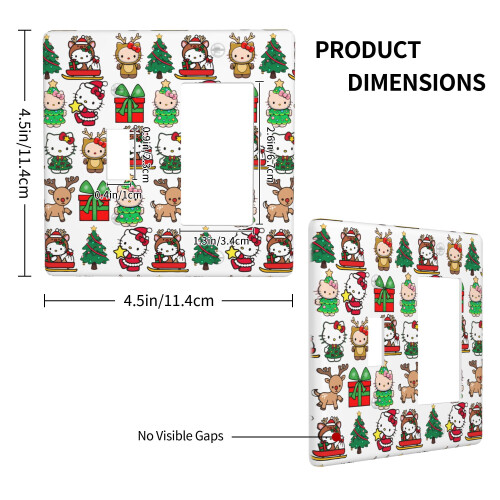 Painel de parede com estampa natalina da Hello Kitty para interruptor de 11,4 x 11,4 cm (4,5 x 4,5 polegadas), material de policarbonato, compatível 2