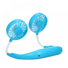 Přenosný ventilátor Prettyui Hands-Free s USB dobíjecím kabelem, nositelný osobní mini ventilátor s dvojitým krkem, 3 rychlosti,