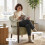 Upholstered Tub Accent Chair, Light Brown 7