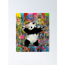 Panda mit Pistolen – Pop-Street-Art-Banksy-Mode-Kunst-Dekor-Rahmen