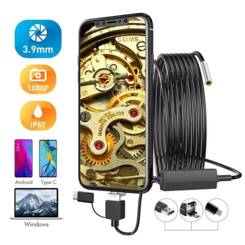 Caméra d'inspection étanche – câble flexible de 5 mètres, résolution HD 2