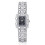 (Black)Square Dial Watch With Quartz Movement Alloy Strap Set Rhinestone Silver Color 1