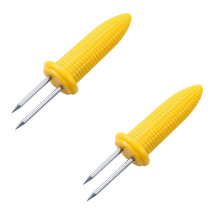 Brochettes à maïs Xubond (lot de 20) avec poignées en silicone, embouts de fourchettes à double pointe pour barbecue, compatibles avec les outils