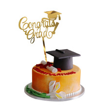 Adorno personalizado para pastel con forma de birrete de graduación, compatible con la promoción 2022, tarjeta acrílica con purpurina de doble