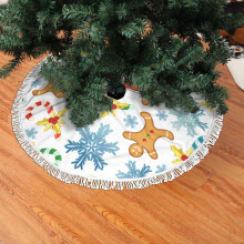 Jupe de sapin en dentelle à franges de Noël 122 cm - Douce, légère et agréable au toucher, ornée de bonbons et de flocons de neige | Compatible