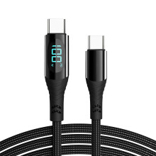 USB C - USB C PD100W gyors töltőkábel, 5A töltő C típusú nejlon fonott kábel LED kijelzővel, 480 Mbps gyors
