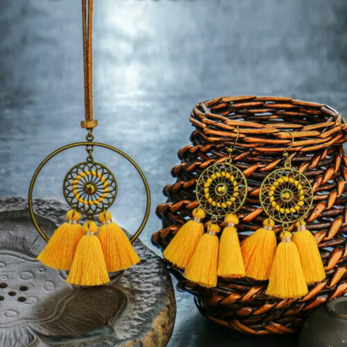Σετ σκουλαρίκια RSAMD Vintage κολιέ για γυναίκες Boho Gypsy Πολύχρωμα κοσμήματα με φούντες 1