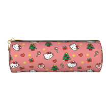 Hello Kitty Christmas fuldrammetryk cylindrisk læderblyantopbevaringspose Blyantpose med stor kapacitet Multifunktionel cylindrisk blyantpose med