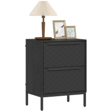 Chest of Drawers, Dresser with 2 Fabric Drawers and Aluminium Handles - Black