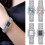 (Red)Square Dial Watch With Quartz Movement Alloy Strap Set Rhinestone Silver Color 6