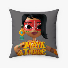 AIVO Maya en de Drie Op Maat Gemaakte Kussenhoes, Compatibel met AIVO, Gepersonaliseerde Vierkante Hoes van Polyester voor Bed, Bank, Woondecoratie