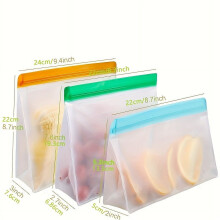Bolsas de silicona para almacenar alimentos, bolsas reutilizables a prueba de fugas para congelar, ideales para viajes o el hogar: 1 galón + 1 bolsa