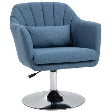(Blue, Linen) Swivel Linen Accent Chair – Blue, Adjustable Height
