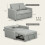 Loveseat Sofa Bed, Light Grey, 2 Pillows & Pockets 3