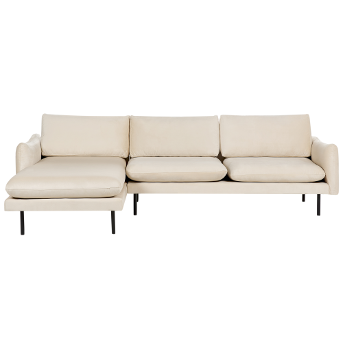 Beliani Corner Sofa 4 Seater VINTERBRO Velvet Light Beige Right Hand