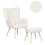 Beliani Wingback Chair VEJLE with Footstool Boucle Off-White 1