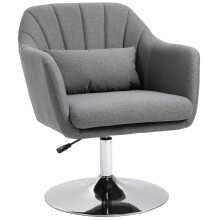 (DARK GREY, Linen) Swivel Linen Accent Chair – Dark Grey, Adjustable Height