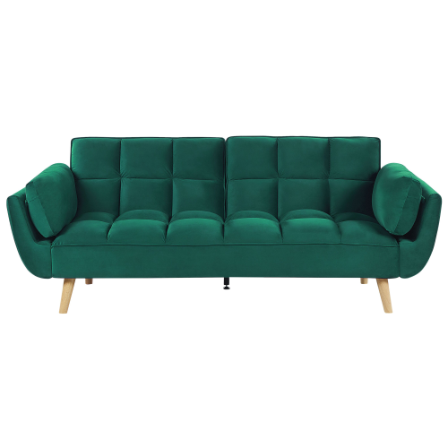 Beliani Sofa Bed 3 Seater ASBY Velvet Green