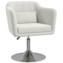 (Cream, Linen) Modern Swivel Accent Chair, Cream White