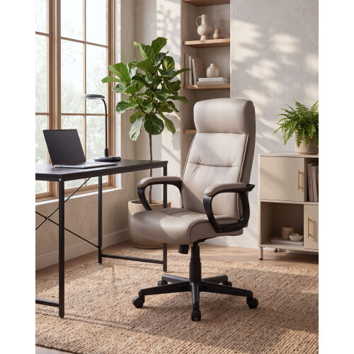 Beliani Executive Chair GURU Faux Leather Beige 1