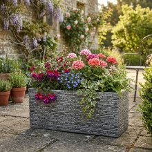 Slate Brick Effect Trough Planter for Patio and Garden