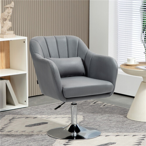 (DARK GREY, Microfiber) Swivel Microfibre Accent Chair – Dark Grey 1