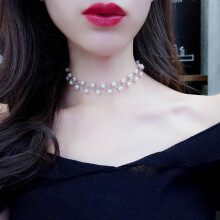 Rygai Faux Pearl Women Double Layered Choker Halsband Charm Party Cocktail Present-Gyllene