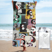 Serviette de bain à séchage rapide en microfibre, motif Billy et Mandy, idéale pour la plage et la natation au quotidien (80 x 160 cm).