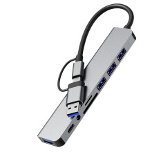 Dokovací stanice USB, Hub, s PD100W, SD/TF, audio 3,5", 4USB multiportový adaptér, pro notebooky, tablety a telefony