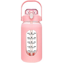 Skleněné lahve na vodu o objemu 64 oz s brčkem, skleněná láhev se silikonovým pouzdrem a časovačem, do posilovny, domácí kanceláře