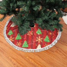 Jupe de sapin de Noël en dentelle à franges, motif flocons de neige dorés, douce, légère et agréable au toucher, 91 cm (36 pouces)