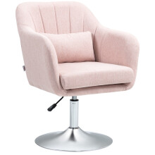 (Pink, Linen) Pink Swivel Linen Accent Chair, Adjustable Height