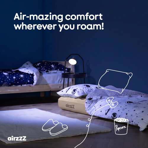 airzzZ Inflatable Air Bed Beige Single Mattress 1