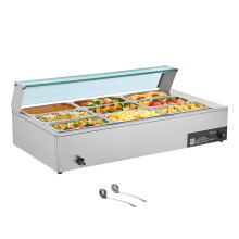 Chauffe-Plat Électrique à Vapeur-Duoku-1500 W-Buffet Chauffant en Inox-Bain-marie- avec 9 Bacs de 1/3