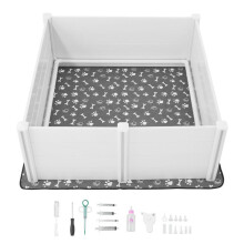 Parc de Mise Bas pour Chien-Duoku-152x152x61 cm-Porte Ajustable-Tapis Lavable et Structure en PVC