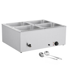 Chauffe-plat électrique - DUOKU - M-1222 - 1500 W - Acier inoxydable - 4 bacs 1/2