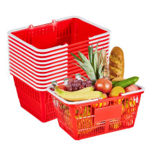 Panier de Courses en Plastique PE-Duoku-Lot de 12-Capacité de 21 L-avec Poignées-Charge Maximale de 9 kg-Rouge