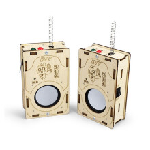 Conjunto de 2 Walkie-Talkies DIY em Madeira, Longo Alcance, Acessórios Eletrônicos para Aprendizado DIY, Rádio Intercomunicador Portátil