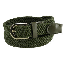 CTM Women's Elastic Braided Stretch Belt with Gold Buckle 25 mm