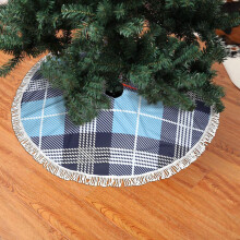 Jupe de sapin de Noël en dentelle à franges, motif tartan, décoration de Noël, ornement, style plat, douce, légère et agréable au toucher, 76