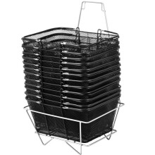 Paniers de Courses avec Poignées-Duoku-12 Pièces-Paniers de Courses en Fil Métallique Noir-Paniers en Maille Portables Épicerie