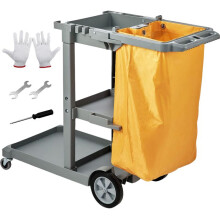 Chariot de Nettoyage-Duoku-Chariot de Conciergerie Commercial à 3 étagères-Capacité de 200 lb-Chariot de Ménage en Plastique