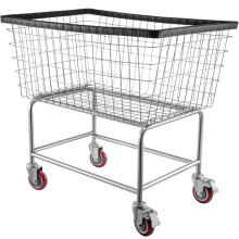 Chariot à Linge en Fil Métallique-Duoku-4,5 Boisseaux-Panier Commercial 35"x15,7"x22" avec Roulettes, Roulettes 5", pour le Linge