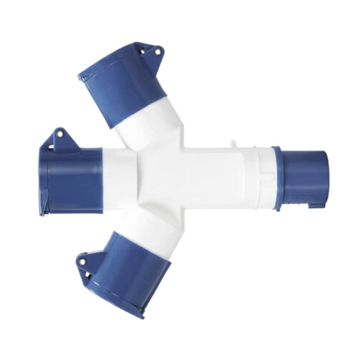 2X Y-Type Industrial Plug IP44 Waterproof 3Pin 16A Multi-Function Three-Way Connector Branch Socket Three-Phase Power